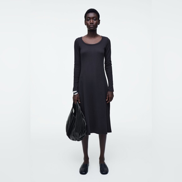 COS Ribbed Cotton Midi Dress - Picture 1 of 8